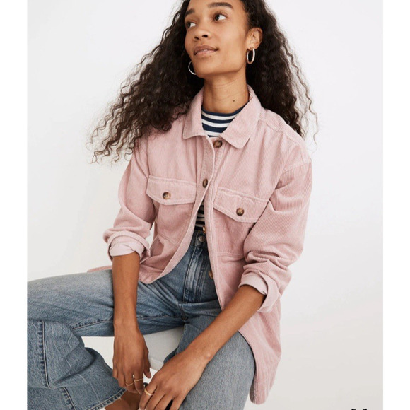 Madewell Oversized Corduroy Yorkway Shirt Jacket Size S Wisteria Dove Pink Fall - Picture 16 of 16